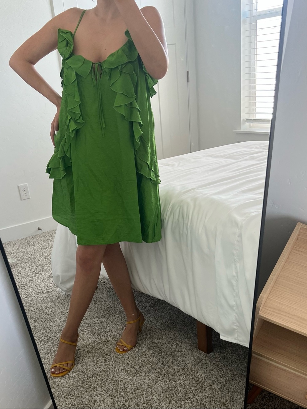 H&M Green Ruffle Spaghetti-Strap Dress - Picture 8 of 8